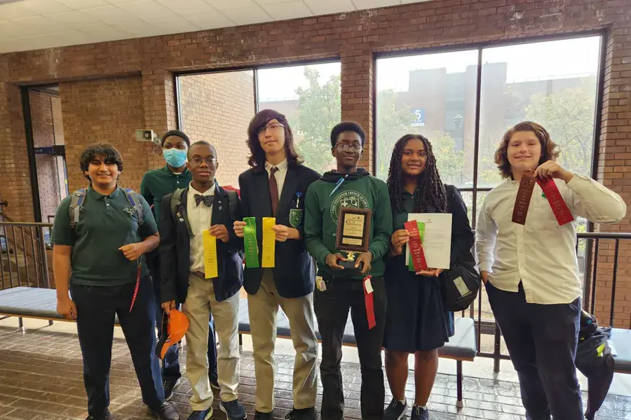Governor French Academy students with academic awards